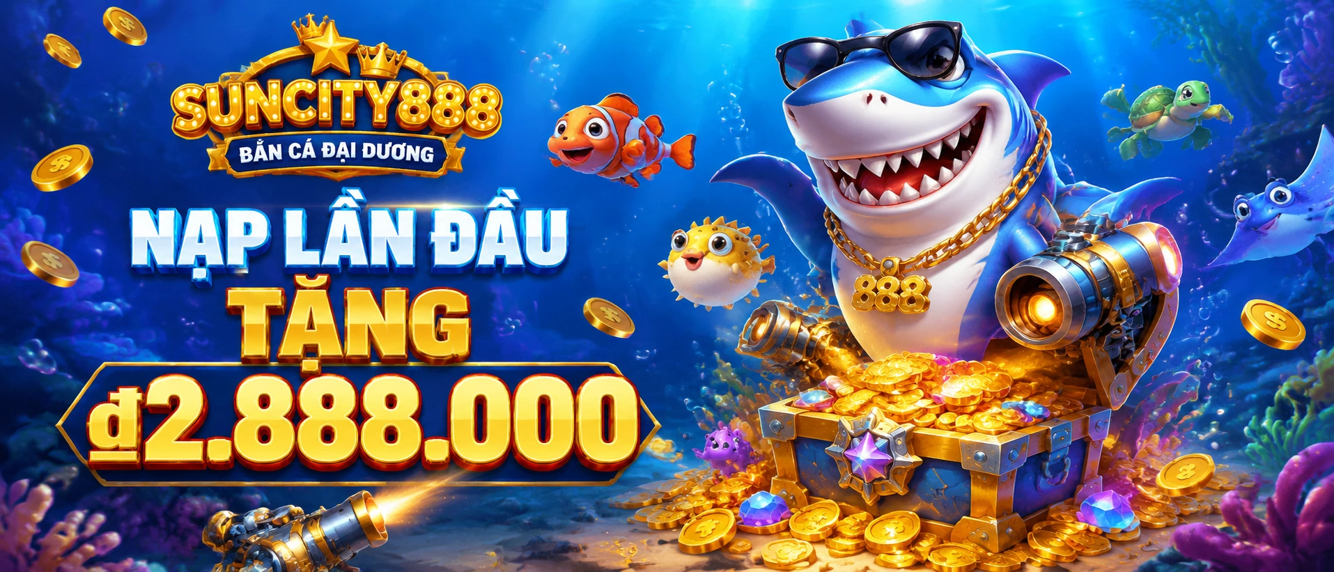 Bắn Cá suncity888 giao diện đại dương và danh mục game